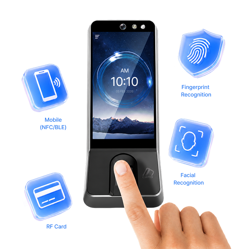 멀티 인증 체계 — RF카드, 지문·안면 인식, 모바일 NFC/BLE 인증